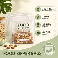 Sachet refermable personnalisé en PE de qualité alimentaire, conforme FDA, avec fermeture coulissante plate pour l'emballage de noix, haricots et amandes