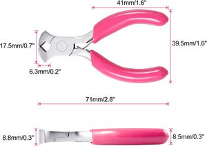 Mini pince coupante de 3 pouces avec poignée en PVC rose pour bijoux en perles. - Product Image 5