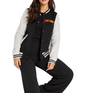 Gran oferta 2025, chaqueta universitaria para mujer, chaqueta de béisbol de manga larga, hombros caídos, personalizada, de talla grande, Letterman, chaquetas universitarias para mujer - Product Image 1