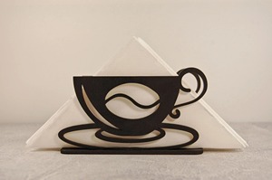 Servilletero de Madera con Tema de Café Heartbeat para Mesa de Cafetería, Cocina y Rincón de Café, Ideal para Decoración y Regalos, Procedente de la India - Product Image 3