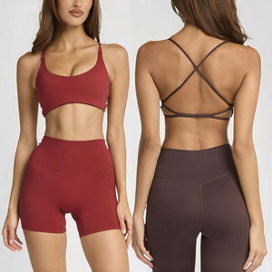 Ensemble de sport de yoga sexy 3 pièces, logo personnalisé, devant uni, taille haute élastique, séchage rapide, respirant - Product Image 5
