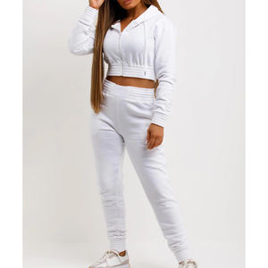 OEM personnalisé femmes survêtement en coton mélangé coupe ajustée vente en gros vêtements de sport survêtement tenue pour la course exercice et le fitness - Product Image 5