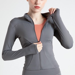 Custom Breathable Spandex/Nylon Plus Size <b>Yoga</b> Top Ladies Fitness <b>Jackets</b> Comfortable Lightweight Full Sleeve Half-Zip Training - Product Image 6