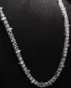 Luxury Moissanite Diamond Pear And Round Cut Rhodium Plated Women's Wear 925 Sterling Silver Tennis Chain - Product Image 3