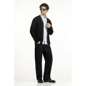 Cárdigan de Corte Regular MN-SWT-WS25-006 con Decoración de Botones y Cierre de Cremallera para Todas las Temporadas - Manga Corta y Delgada - Product Image 1