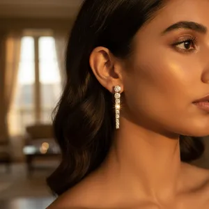 Boucles d'oreilles pendantes en diamant pour femmes, cadeau élégant pour les femmes soucieuses de la mode - Product Image 1