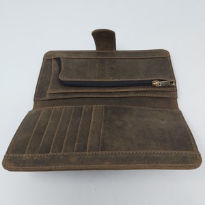 กระเป๋าสตางค์พับได้ขนาดใหญ่หนังแท้วินเทจใส่บัตรได้7ใบแบบลำลองสำหรับใส่หนังสือเดินทาง - Product Image 6