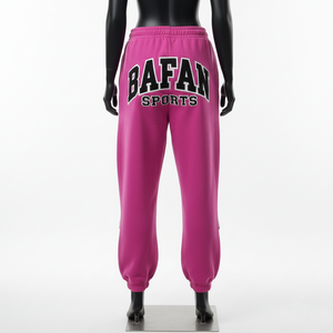 Pantalones Holgados Extra Grandes para Mujer, Felpa de Algodón Premium, GSM Suave, Rosa, Parche de Chenilla Personalizado, Bordado, Ropa Urbana, Pantalones Holgados en Venta - Product Image 2