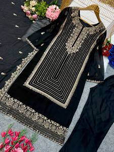 Nuevo diseñador tradicional Salwar Kameez Party Wear Top y pantalón con elegante Duppata y trabajo de bordado - Product Image 5