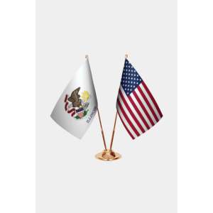 Ensemble de drapeaux de l'Illinois et des États-Unis imprimés numériquement avec mât en aluminium - Product Image 2