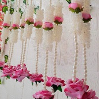 Guirlandes élégantes de Mogra avec des perles de rose pour la décoration de porte latérale, guirlandes décoratives tendance pour la décoration d'inauguration