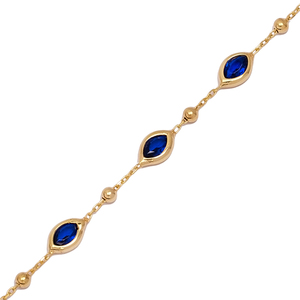Sapphire CZ Almond Shape <b>Charm</b> <b>Bracelet</b> Turkish 925 Sterling <b>Silver</b> Fine Jewelry - Product Image 3