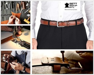 Cinturón de cuero de vaca de moda vintage de lujo OEM y ODM con hebilla de PU de alta calidad longitud y logotipo personalizados hechos en Bangladesh - Product Image 2