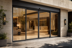 Puerta Corredera de Vidrio Automática Moderna Personalizada, Doble Acristalamiento, Vidrio Templado, Impermeable, Aislamiento Térmico, Marco de Aleación de Aluminio para - Product Image 6