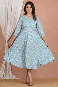 Vestido Largo con Estampado Floral de Jaipur, Especialmente Diseñado para la Lactancia con Cierre, para Mujeres en el Período Posparto - Product Image 2