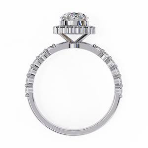 Bague de fiançailles à la mode en or jaune 14 carats 7.6MM 1.66CT ovale Moissanite diamant pavé mode pierres précieuses anneaux avec pierre principale coupe ovale - Product Image 2