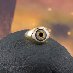 Bague de fiançailles classique en argent sterling 925 plaqué or pour femme, avec œil en émail, pour les occasions de mariage, d'anniversaire et de cadeaux - Product Image 4