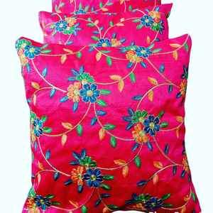 Handmade Embroidered Suzani <b>Cushion</b> Cover <b>Indian</b> Uzbekistan Style Woolen Cotton Solid Print Pattern for Home or Hotel Use - Product Image 6