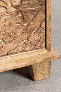 Table d'appoint Wilona en bois d'acajou de haute qualité avec tiroirs et décorations sculptées pour chambre à coucher, finition naturelle - Product Image 5