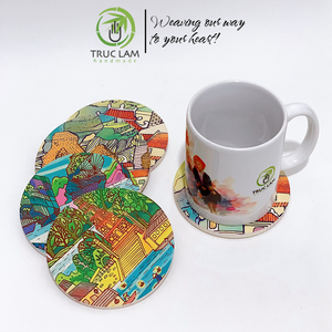 Ensemble de sous-verres ronds en céramique de haute qualité, décoration, prix de gros, respectueux de l'environnement, provenant du Vietnam - Product Image 2