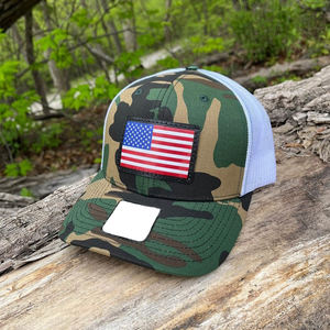 Casquette OEM Usine Casquette de camionneur du Vietnam Impression personnalisée Camouflage Chasse en plein air 6 panneaux Profil intermédiaire Logo personnalisé Écusson - Product Image 4