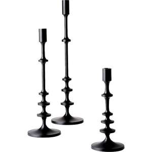 Lot de 3 bougeoirs en bois rustiques fabriqués à la main en métal pour la décoration de la maison pour le salon et la chambre - Product Image 2