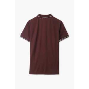 Polo brodé de marque de haute qualité pour hommes, teint uni foncé, rayé, tricoté, étiquette privée, rayé solide XL 6XL Marron - Product Image 3