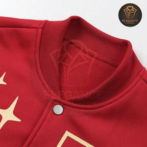 Veste de baseball universitaire décontractée à coupe ample avec imprimé étoiles contrastant, idéale pour le printemps et l'automne, disponible en gros - Product Image 6