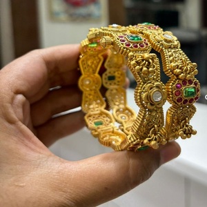 Designer High Quality <b>Gold</b> Plated Openable Two <b>Set</b> Of <b>Bangles</b> Wedding And Functions Occasions Wear Collection Women And Girls - Product Image 1