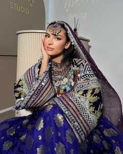 Customized Color Afghani Dresses for Women High Quality Wedding and Party Wear with <b>Lace</b> and Button Decorations - Product Image 5