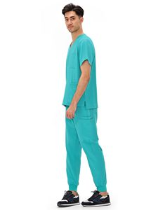 Ensemble de tenue d'infirmière unisexe, pantalon de travail extensible, haut à col montant, manches courtes, multi-poches, ODM, usage hospitalier - Product Image 6