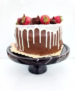 Support à gâteau en marbre noir, support à gâteau en marbre noir naturel, support à gâteau en pierre de marbre - Product Image 1