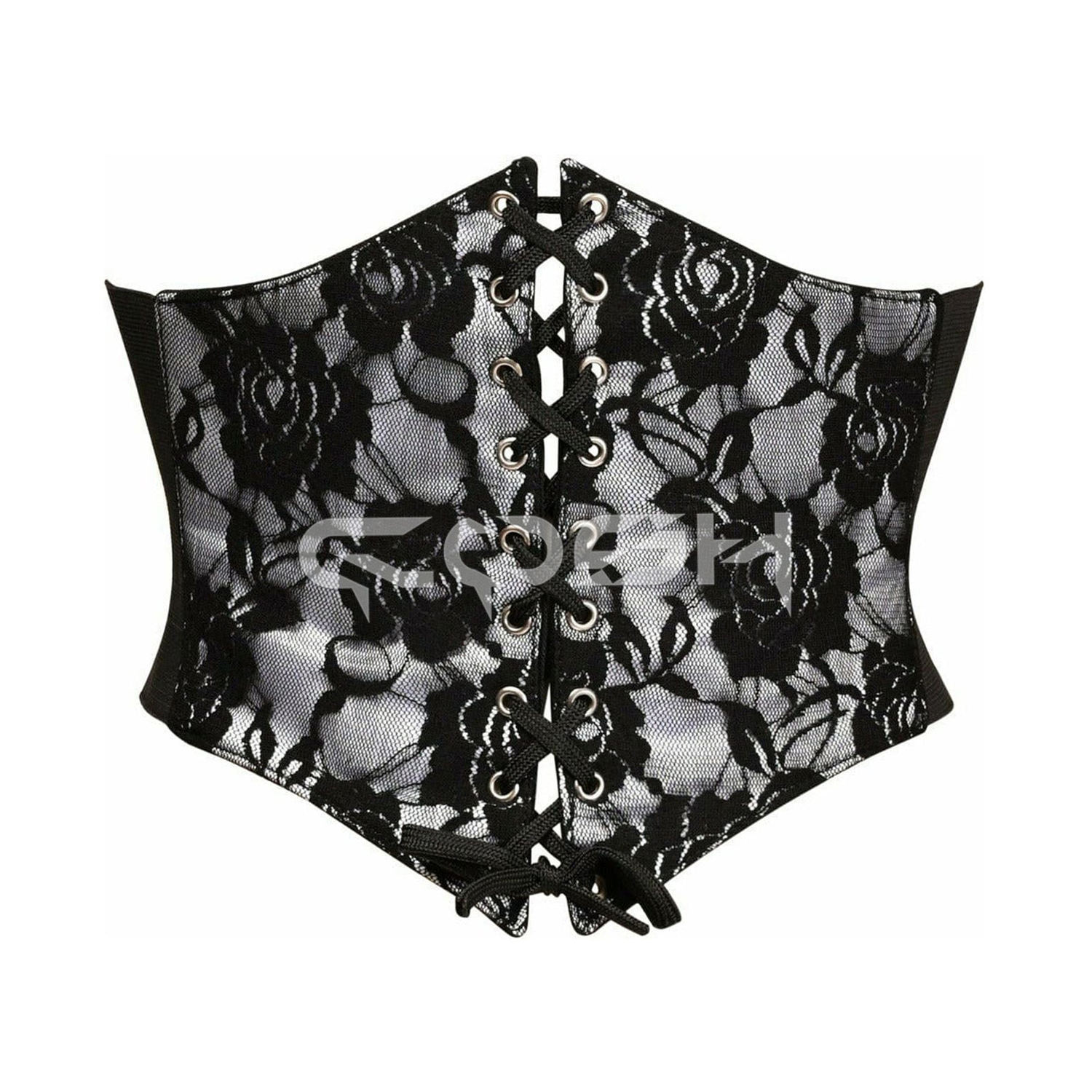 ผ้าซาตินสีขาว แต่งผ้าตาข่ายสีดำ