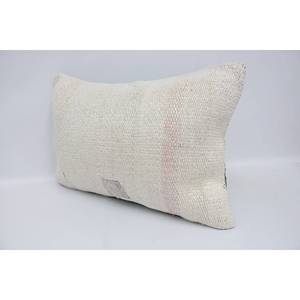 Oreiller en laine beige rayé subtil 16x24 pouces Motif vintage Technique de patchwork tissé Kantha - Product Image 4