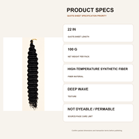 Cheveux synthétiques en vrac pour tresses Deep Wave, 22 pouces, 100g, vente en gros