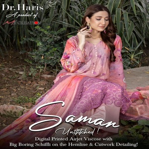 Vestidos largos para mujer Trajes de boutique Elegantes hermosos vestidos de viscosa de lujo Trajes indios de 3 piezas de Dr Haris Vol SAMAR - Product Image 5