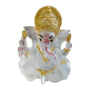 Statue de Ganesh Ji en résine religieuse peinte à la main avec un design polynésien, ventre rond tenant des bonbons pour la décoration de la maison et les cadeaux - Product Image 1