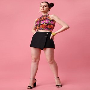 fashion trends <b>Pink</b> crop regular top with floral print women clothing custom colour and custom print women fashion made in India - Product Image 2