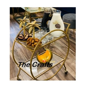 Iron And Glass Serving Cart <b>Trolley</b> With Four Wheels Exclusive Quality Food Snacks Serving <b>Trolley</b> For Sale - Product Image 3