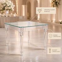 Table de banquet rectangulaire moderne de luxe en verre trempé et acrylique pour mariages et événements, fabriquée en usine