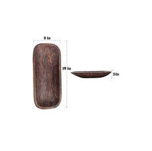 Tazón de Madera de Paulownia Estilo Antiguo, Bandeja Decorativa Larga de Madera Maciza al por Mayor, Tazón Decorativo de Estilo Rústico para Mesa - Product Image 1