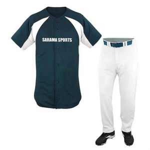 Venta al por mayor 100% poliéster impreso rayas béisbol Jersey y pantalón Conjunto personalizado uniformes de béisbol - Product Image 1