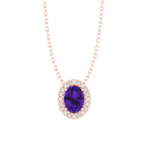 Oval Cut <b>Amethyst</b> Gemstone Pendant 18-Inch Chain Gold Plated Sterling Silver 8.0mm Width 1.2gm Weight <b>Necklaces</b> - Product Image 1