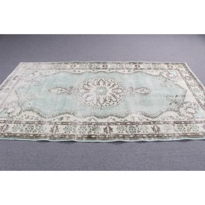 Alfombra Vintage de 4.8x8.7 pies, Alfombra Turca, Alfombra de Lana con Diseño Floral Azul - Product Image 3