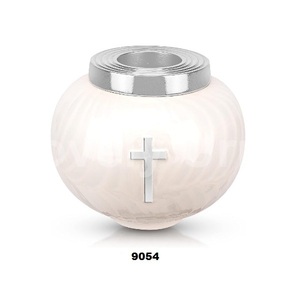 Urna de candelita de cremación de aluminio para mujeres y hombres adultos para cenizas humanas con diseño cruzado, urna de entierro, bolsa de terciopelo gratis - Product Image 1