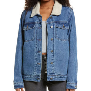 Veste en jean pour femme 100% coton avec col boutonné, écologique, imperméable, ample, décontractée, manches longues, style vintage - Product Image 5