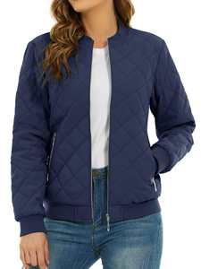 <b>Women's</b> Quilted Zip-Up Puffer <b>Coats</b> Casual Bomber Jackets Logo Decoration Pockets Solid Hot Sale <b>Winter</b> Fall New Collection - Product Image 2