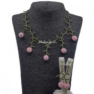 Pembe Küpe Conjunto Joyería De Moda İğne Oyası Ardıç Kolye - Product Image 1