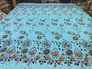 3D Hand <b>Beaded</b> Lace <b>Fabric</b> with Floral Embroidery and Sequins on Tulle - Product Image 4