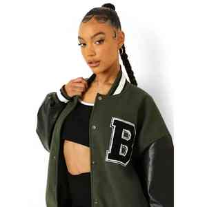 Chaquetas Letterman de Alta Calidad, Impresión Personalizada, Chaqueta Letterman de Moda, Cálida para Invierno, con Parches, para Mujer - Product Image 3